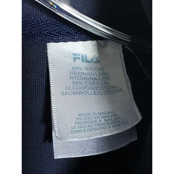 Fila Logo Track Jacket Full Zipper Navy Blue White Striped Sleeve Mens Large L - Picture 9 of 10